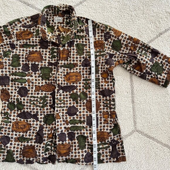 Vintage 60s/70s 'The Country Shirt' Kitchen Food Print Button-Up Novelty Print B - Picture 4 of 8